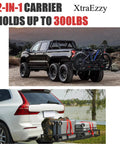Truck and SUV with Beefy 2 Bike Hitch Rack And Foldable Cargo Carrier For E Bikes, Heavy Duty Fits Two Fat Tire Mountain Bikes, 2 Inch Receiver