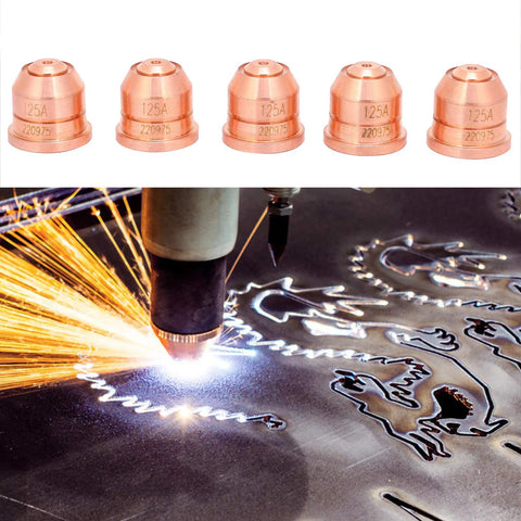 5Pcs Copper Plasma Cutter Nozzle, Electrode Tip, Spray Head Pro Grade Accessories Kit For 125A Cut Machines, copper tips and cutting process
