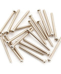 Heavy Duty Stainless Steel Humbucker Pickup Screws With Nickel Finish Twenty Pack, 28mm long, pan head, Phillips drive, for guitars.