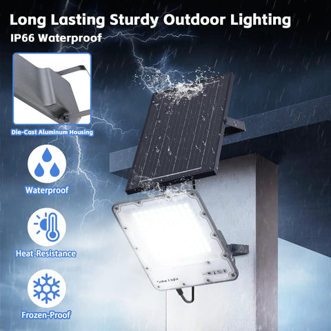 Heavy Duty 200W Solar Flood Light With Remote Straight Up Bright 40000 Lumen Output Zero Plug Needed Waterproof IP66 Dusk To Dawn Sensor Built Different To Run Your Yard Smoothly