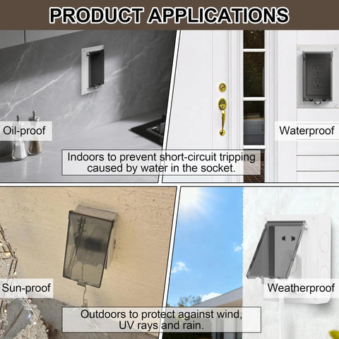 Straight Up Tough Extra Duty One Gang Vertical Outdoor Outlet Cover Compatible With Arlington Boxes illustrated for indoor and outdoor use.