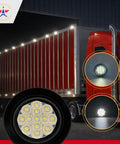 Two Pack 2.5 Inch Round White LED Marker Lights Kit 13 Diodes Waterproof Flush Mount Includes Grommet And 2 Wire Pigtail