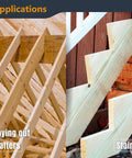 Wooden rafters and stairs construction using Must Have Pro Grade 16 By 24 Steel Framing Square With Rafter Tables For Woodworking And Construction.