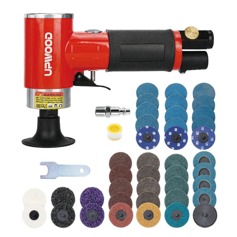 Tiny But Mighty Mini Air Powered Orbital Sander Kit 2 Inch Right Angle Surface Prep Tool with 41 Roll Lock Discs