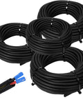 Go-To Split Wire Loom Tube Kit 1/4, 3/8, 1/2, 3/4 Inch By 10 Feet Black Flexible Conduit Protector Tubing