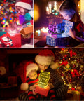 Dope Three Pack 3D Illusion Gamer Night Light With Dual Color Displays And Timer Remote Control Excellent Game Room Decor For Gamers Teens Boys Girls Men Boyfriend featuring Christmas-themed moments with gifts and children opening gaming lights.