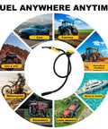 Hassle Free Cordless Fuel Transfer Pump Compatible With DeWalt And Milwaukee Batteries Delivers 3.2 GPM Flow for fueling various vehicles.
