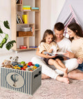 Blue Striped Hot Air Balloon Collapsible Toy Storage Basket With Handles Kid Friendly For Boys Playroom Nursery Decor