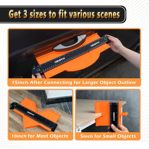 Connectable Contour Gauge With Lock 10 Plus 5 Inch Extended Profile Duplicator Tool demonstrating shape copying on surfaces.