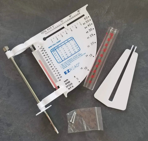 All In One Outdoor Weather Station With Rain Gauge, Wind Speed And Direction, Thermometer And Mounting Kit, White Finish