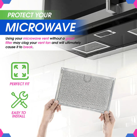 Over The Range Microwave Vent Filter 5.12 Inch By 7.64 Inch Aluminum Mesh Grease Filter For Frigidaire 5304464105 And GE WB06X10608 Two Pack Fits Microwave Hood Vent Fan Air Intake