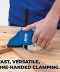Gnarly Quick Grip Bar Clamps 12 Inch Heavy Duty Woodworking Tool 300 Lb Capacity GripMaxx Tech used for one-handed clamping on wood.