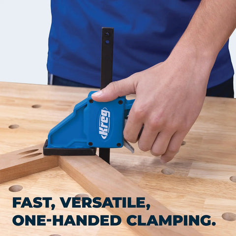 Gnarly Quick Grip Bar Clamps 12 Inch Heavy Duty Woodworking Tool 300 Lb Capacity GripMaxx Tech used for one-handed clamping on wood.