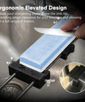 Sink Bridge Whetstone Holder Heavy Duty Stainless Steel Sharpening Stone Base with secure non slip grip elevated for optimal use.
