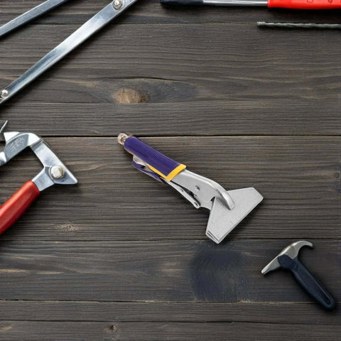 Pro Grade Hand Seamer For Sheet Metal Bending Pliers With Flat Jaw Grip Carbon Steel Metalworking Tool on a wooden table