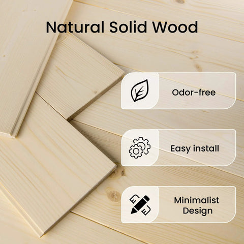 Natural solid wood planks for Double 36x84 Inch Bypass Barn Door With 6.6 Ft Track Hardware Kit Included, showing features.