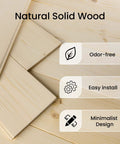 Unfinished solid wood panels displaying features like odor-free and easy install for Double 40x84 Inch Bypass Barn Door With 7 Ft Track Hardware Kit Included.