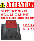 Nominal 4x4 Post Base Cover With Skirt Flange And Stainless Steel Screws showing compatibility for 3.5x3.5 inch posts