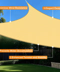 Beige Triangle Shade Sail 8x8x8 Feet Permeable Outdoor Sun Shade Cloth Made From HDPE With Reinforced Stitching And Stainless D Rings 95% UV Block Perfect For Deck Backyard Or Patio Custom Sizes Available installed in a garden