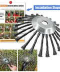 10 Inch Steel Wire Weed Wheel Brush Trimmer Head For Weed Eater And Weed Wacker Rotary Brush Cutter Head With Adapter Kit displayed