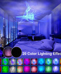 Bedroom with Galaxy Light Projector With 3D Aurora, Dope Night Light For Kids Room, displaying 20 nebula color effects