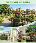 Self Watering Tomato Planter With Trellis And Water Level Indicator in garden, balcony, indoor setups, large rectangular cages