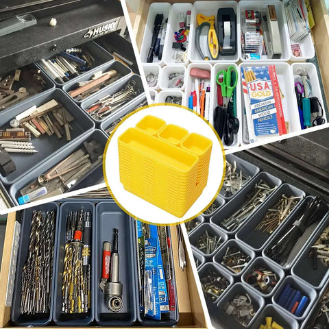 42 Pack Tool Box Organizer Tray Dividers Fit Rolling Tool Cart And Workbench Drawers Store Hardware Screws Nuts Bolts Securely In A Hella Neat Yellow Layout That Kicks Workspace Chaos To The Curb.