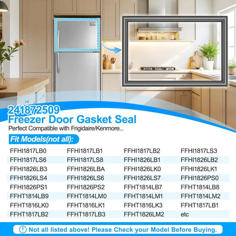Upgraded 241872509 Freezer Door Gasket With Magnetic Seal And PVC Outer Layer For Frigidaire And Kenmore Refrigerators
