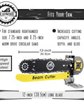 12 Inch Beam Cutter Blades For Circular Saw Worm Drive Includes Seven And A Quarter Inch And Eight And A Quarter Inch Attachment