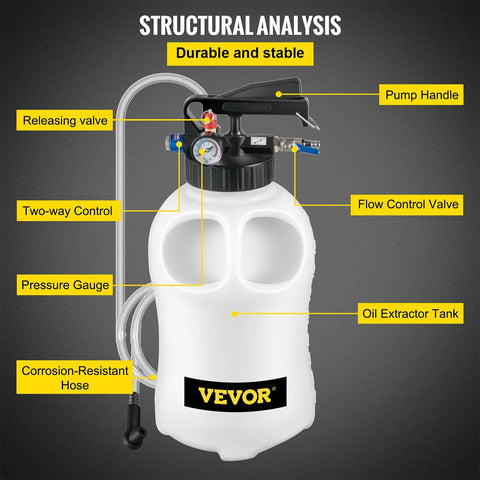 VEVOR transmission fluid pump with 2-way control, 10L tank, gauge and hoses