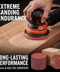 5 Inch 8 Hole Fine Grit Sanding Discs Pack 100 With 400 800 1000 1500 2000 Grits 20 Pieces Each For Orbital Sander Finishing Wood Metal Auto Body Hook And Loop Sandpaper used on wood surface with orbital sander