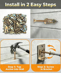 100 Piece Self Drilling Drywall Anchors And Screws Kit With Metal Expansion Bolts Quenched For Heavy Duty Holds And Quick Install In Drywall Gypsum Board Hollow Brick And Lightweight Brick DIY Friendly installation steps with hammer and bracket