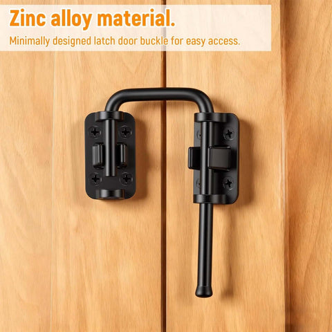 Zinc Alloy Rotary Sliding Door Lock for Patio and Screen Doors Safety Latch installed on wooden door