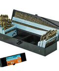 Badass M35 Cobalt HSS Twist Drill Bit Set, 115Pc in storage case with various sizes for steel, stainless, iron, wood, plastic.