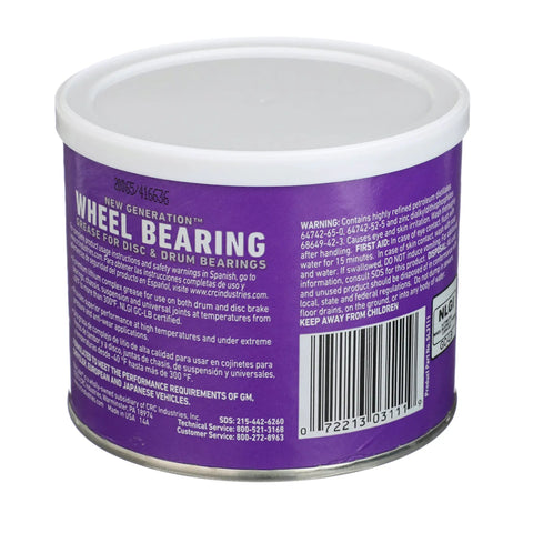 New Generation Wheel Bearing Grease For Disc And Drum Brakes 14 Oz container with purple label and safety information