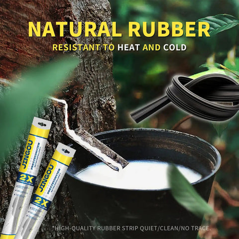 Natural rubber strips rolled for wiper use, showcasing resistance to heat and cold, ideal for various weather conditions.