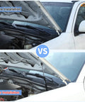 Toyota Tacoma Front Hood Lift Supports Kit 2005 2015 installation before and after comparison showing hood stabilizing shock struts