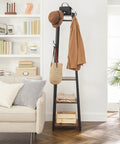 Dope Industrial Coat Rack With Three Shelves And Hooks For Scarves Bags And Umbrellas, Free Standing Hall Tree With Steel Frame
