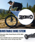 Cyclist using Adjustable Bike Stem for 25.4mm Handlebars and 28.6mm Forks, 100mm Center Length on mountain trail.