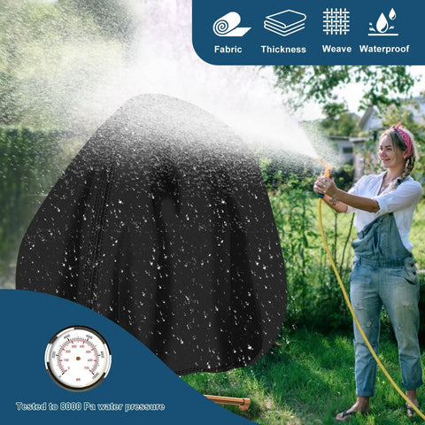 Heavy Duty Black Outdoor Egg Chair Cover 90x78 Inches With Full Zipper Dustproof And Tear Resistant Protection in garden