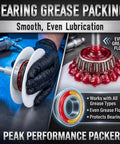 Wheel Bearing Grease Packer Tool For Fast Mess Free Lubrication of Car Truck Trailer ATV and Mower Bearings in use.