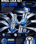 Heavy Duty Anti Theft Wheel Lock Lug Nuts M14x1.5 with wheel lock key and durable design for Chevy Tahoe Silverado and GMC trucks.