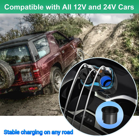 Ultimate 5 In 1 Cigarette Lighter Splitter With Usb C And Dual Usb Ports Quick Charge Car Adapter For 12V 24V Rides in vehicle.