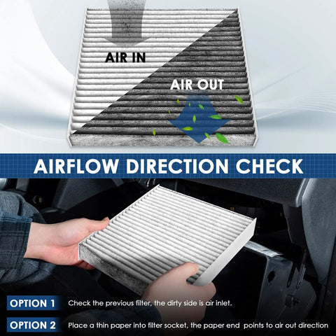 Premium Cabin Air Filter With Activated Carbon Replacement airflow direction check for Toyota Tacoma Dodge Dart Pontiac Vibe