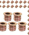 M6x10mm Carbon Steel Threaded Wood Inserts With Countersunk Flange, 50 Pack, hex socket view, for furniture assembly