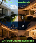 Outdoor patio with string lights controlled by No Fuss Outdoor Light Timer With 3 Grounded Outlets Waterproof Dusk To Dawn Controller