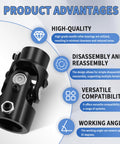 Product details of 1 Inch Double D To Three Quarter Inch 30 Spline Steering Shaft Universal Joint Coupling, Black Finish, 3.25 Inch Length