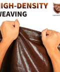 Brown Tarp 20x30 Feet 10 Mil Waterproof Poly Tarp With UV Resistant showing high-density weaving and tear-resistant build.