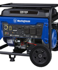 Beast 6600 Watt Portable Generator For Home Backup With Remote Start And CO Sensor, black and blue generator, side view