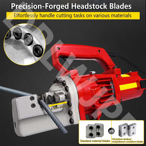 Portable Electric Hydraulic Rebar Cutter Crazy Fast 3.0 To 3.5 Second Cut 4 To 20 Mm Capacity No Sparks Low Vibration Adjustable Bolt Cutter Tool For Construction And DIY Projects Blue, red handheld cutter with blades
